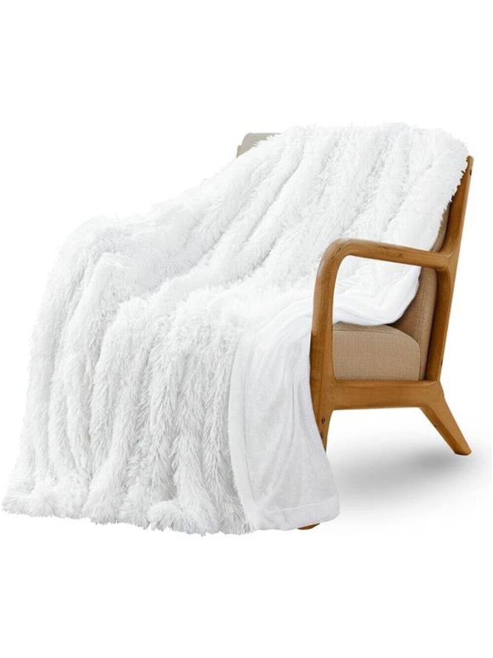Super Fluffy Throw Blanket Faux Fur Fuzzy Blanket Couch Sofa Bed White 50x60